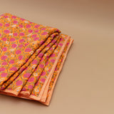 Indian Block Print Bedspread - Orange Floral