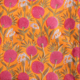 Indian Block Print Bedspread - Orange Floral