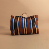 Maison Bengal Oversized Jute Tote - Blue Brown / Black Beige Stripe