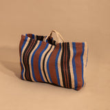 Maison Bengal Oversized Jute Tote - Blue Brown / Black Beige Stripe