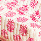 Block Print Cosmetic Bag - Pink Feathers