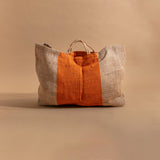 Maison Bengal Oversized Jute Tote - Orange Stripe