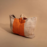 Maison Bengal Oversized Jute Tote - Orange Stripe